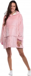 Oversized draagbare deken met capuchon – roze unisex hoodie-deken