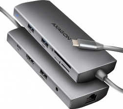 Multifunctionele USB‑C hub 9‑in‑1 5 Gb/s met HDMI 4K/60 Hz, 3× USB‑A, SD/microSD‑lezer, GLAN, audio en PD 100 W, 20 cm USB‑C‑kabel