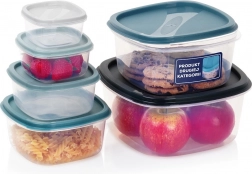 Set van 6 kunststof voedselbakjes met deksels (outlet, één deksel past niet)