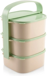 Driedelige plastic lunchbox 3 × 1,15 l met handgreep