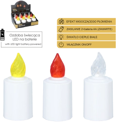 LED-kaars voor graflantaarn met flikkerende vlam 10,5 cm – mix kleuren