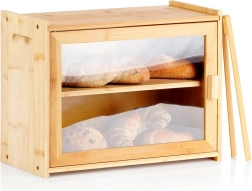 Bamboe broodtrommel met twee niveaus met tang 40 × 20 × 31 cm