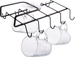 Metalen mokkenhouder onder plank, zwart