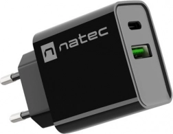 Netlader NATEC Ribera 1x USB‑A + 1x USB‑C 20 W zwart