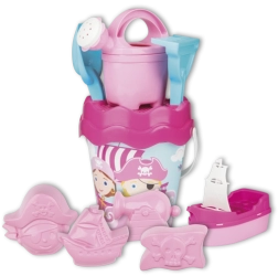 Androni piratenset voor in het zand in reistas – Roze