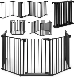 Veiligheidshek voor kinderen en honden ECOTOYS, 5 panelen, metalen, zwart