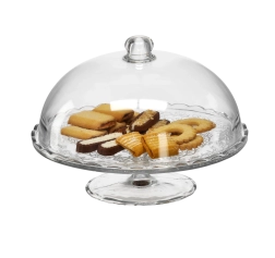 Glazen etagère met stolp 29 cm