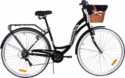 stadsfiets 28" 6 versnellingen zwart