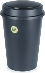 Kunststof prullenbak met kanteldeksel 47 l, zwart