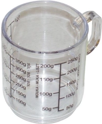 Maatbeker met oor 0,25 l transparant plastic