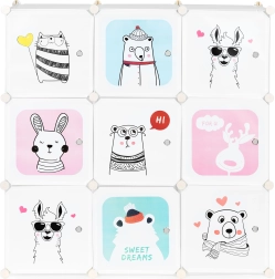 modulaire kinderkast met 9 deurtjes met dierenmotieven modernhome