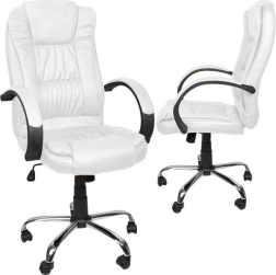 Witte draaibare bureaustoel van eco-leer Malatec