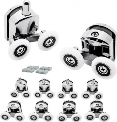 Set van dubbele loopwieltjes voor douchedeuren 8 stuks