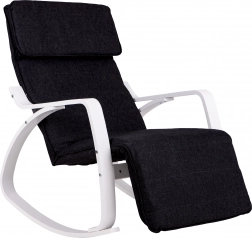 Schommelstoel met verstelbare beensteun van ModernHome in wit en zwart