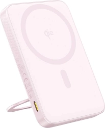 Powerbank Baseus PicoGo Qi2 5000 mAh met standaard, 20 W, roze
