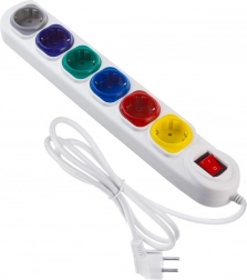 Verlengsnoer 6 stopcontacten 1,5 m Maclean