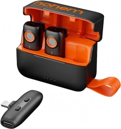 draadloos microfoonsysteem HOHEM met oplaadetui (2 zenders + 1 ontvanger)