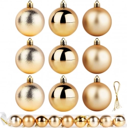 Gouden onbreekbare kerstballen 6 cm, set van 9 stuks