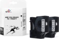 Tape voor DYMO 12 mm x 7 m, zwarte print op witte achtergrond, 2 stuks