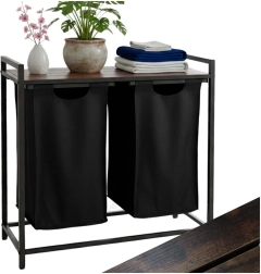 Tweevaks wasmand met plank en blad, loftdesign 76 l