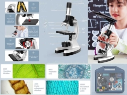 Microscoop in koffer met metalen constructie