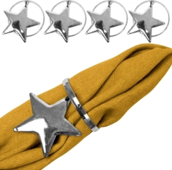 Metalen servetringen met zilveren sterretjes, 4 cm, set van 4