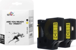 TB Print-tape voor DYMO, zwarte opdruk op geel, 12 mm, 2 stuks