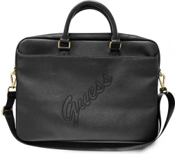 Elegante laptoptas 16" GUESS Saffiano Script, zwart
