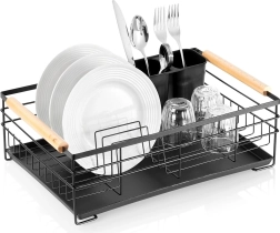 Vilde afdruiprek voor servies, zwart, 43 × 28,5 × 14,5 cm