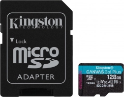 MicroSD-kaart 128 GB Kingston Canvas Go! Plus A2 U3 V30 met adapter