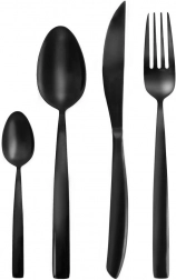 Luxe zwarte roestvrijstalen bestekset voor 6 personen, 24-delig ORION Black Luxury