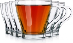 Koffie- en theeglazen met oor 250 ml, set van 6 stuks Vilde