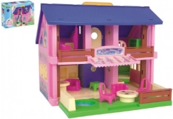 Kunststoffen poppenhuis 37 cm play house met accessoires