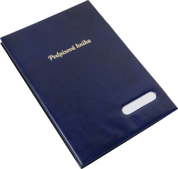 Handtekeningenboek glanzend blauw, 14 scheidingsbladen