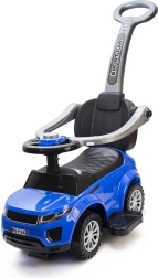Kinderloopauto en rijwagentje 2-in-1 met duwstang en claxon, blauw