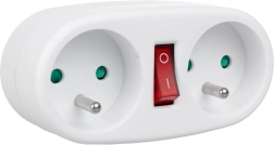 Dubbele stopcontactadapter met schakelaar