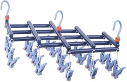 Opvouwbaar droogrek met wasknijpers, 19 clips, donkerblauw