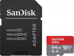 SanDisk Ultra microSDXC 64GB A1-kaart met adapter