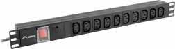 Rack PDU-lijst 19" 1U, 10x IEC C13, ingang C14, 2 m, 10A, zwart