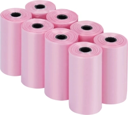 Roze zakjes voor hondenpoep, 8 rollen (120 stuks)