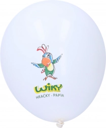 Witte opblaasballon met WIKY-opdruk 30 cm, 100 stuks