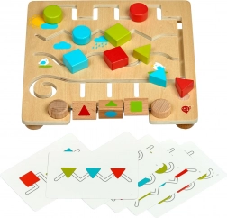 Houten doolhof met geometrische vormen en voorbeeldkaarten LUCY & LEO