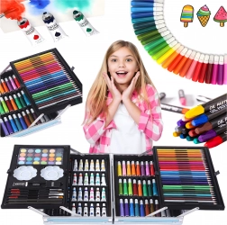 Kunstset voor kinderen in aluminium koffer, 145 delen