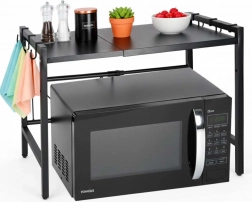 Verstelbare keukenplank boven magnetron met haken, metaal