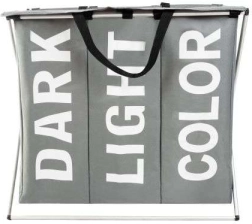 Wasmand met drie compartimenten met opvouwbaar frame