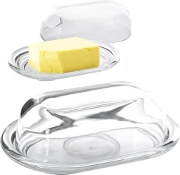 Glazen botervloot met deksel