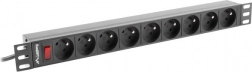 rack PDU-stroombalk 19" 1U 16A, 9 FR-stopcontacten, 230 V, kabel 3 m, zwart