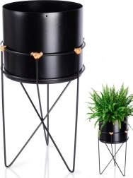 Metalen plantenpot op standaard, zwart 17 × 31,5 cm