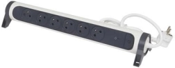 Beveiligde verlengkabel 6x2PZ 1,5 m wit-zwart