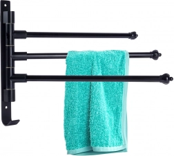 Draaibare aluminium badkamerdrooghanger voor handdoeken, zwart, 30 cm